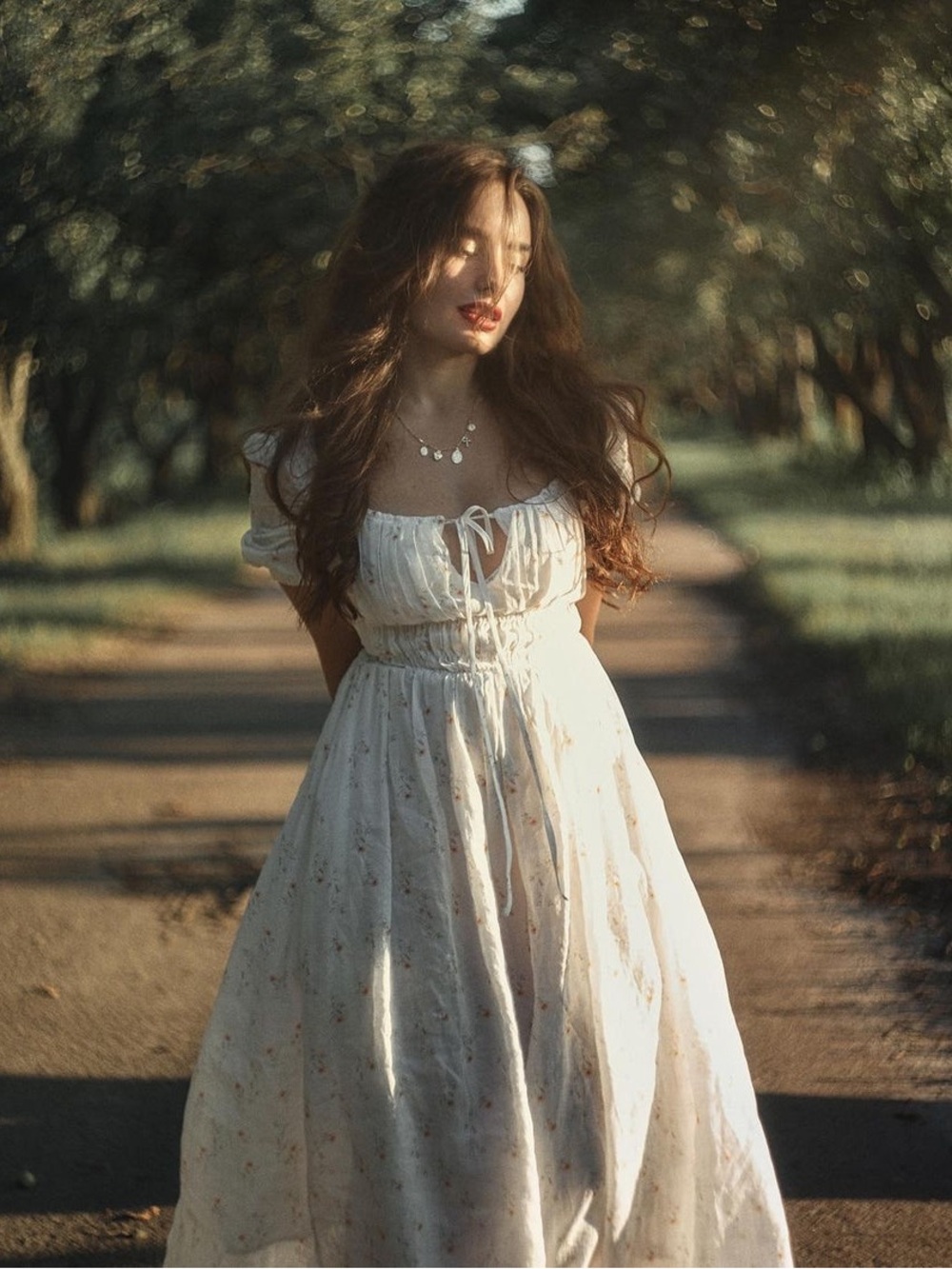 Linennaive BERGAMOTE White Floral Linen Maxi Dress